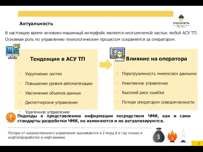 Актуальность Подходы к представлению информации посредством ЧМИ, как и сами стандарты