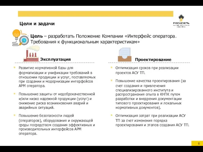 Цели и задачи Цель – разработать Положение Компании «Интерфейс оператора. Требования