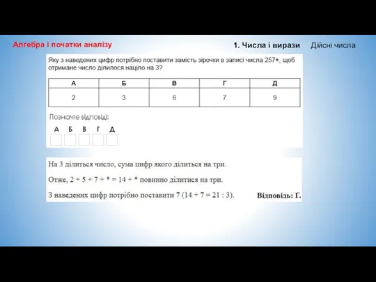 Алгебра і початки аналізу 1. Числа і вирази Дійсні числа