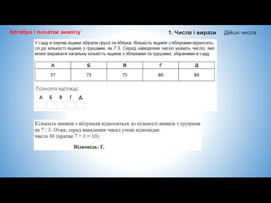 Алгебра і початки аналізу 1. Числа і вирази Дійсні числа