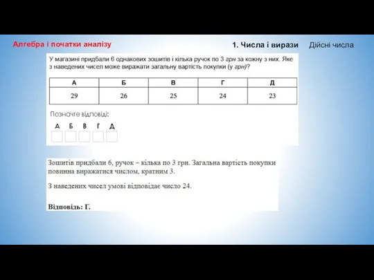 Алгебра і початки аналізу 1. Числа і вирази Дійсні числа