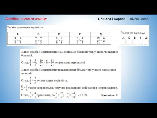 Алгебра і початки аналізу 1. Числа і вирази Дійсні числа