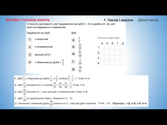 Алгебра і початки аналізу 1. Числа і вирази Дійсні числа