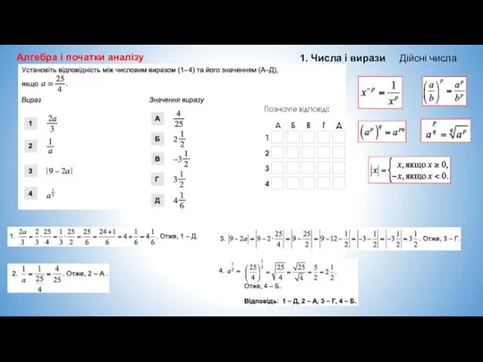 Алгебра і початки аналізу 1. Числа і вирази Дійсні числа