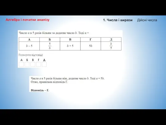 Алгебра і початки аналізу 1. Числа і вирази Дійсні числа