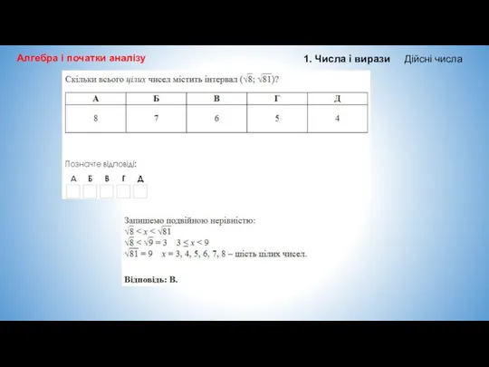 Алгебра і початки аналізу 1. Числа і вирази Дійсні числа