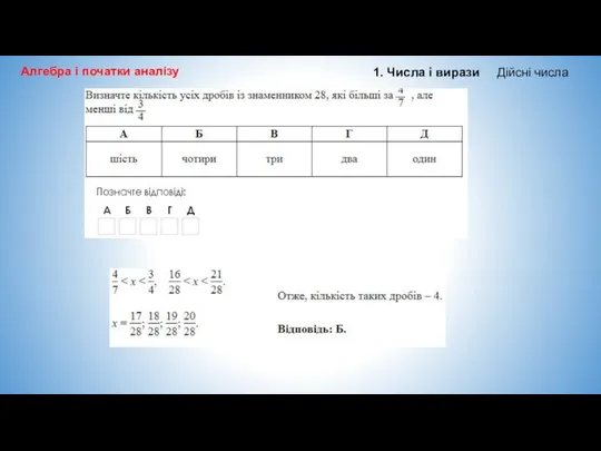 Алгебра і початки аналізу 1. Числа і вирази Дійсні числа