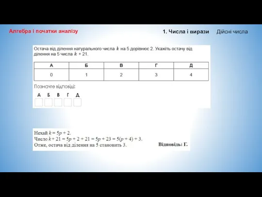 Алгебра і початки аналізу 1. Числа і вирази Дійсні числа