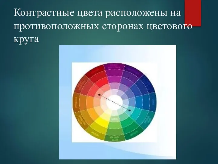 Контрастные цвета расположены на противоположных сторонах цветового круга