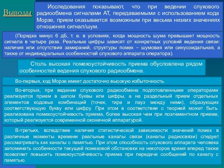 Выводы Исследования показывают, что при ведении слухового радиообмена сигналами AT, передаваемыми