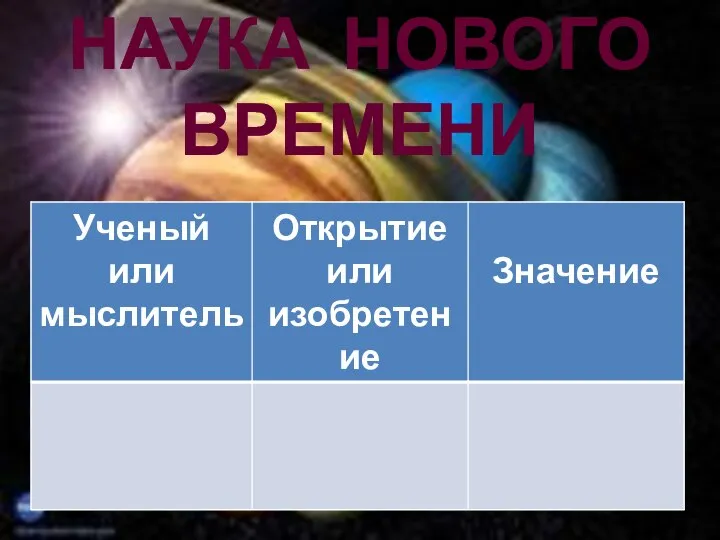 НАУКА НОВОГО ВРЕМЕНИ