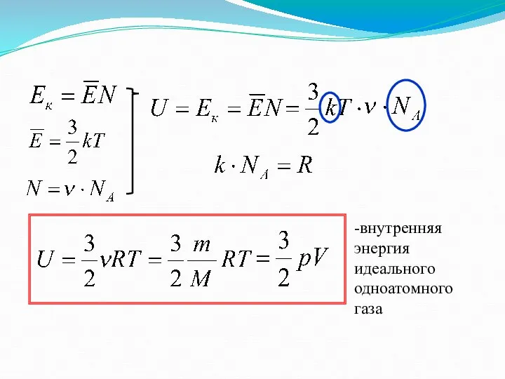 -внутренняя энергия идеального одноатомного газа