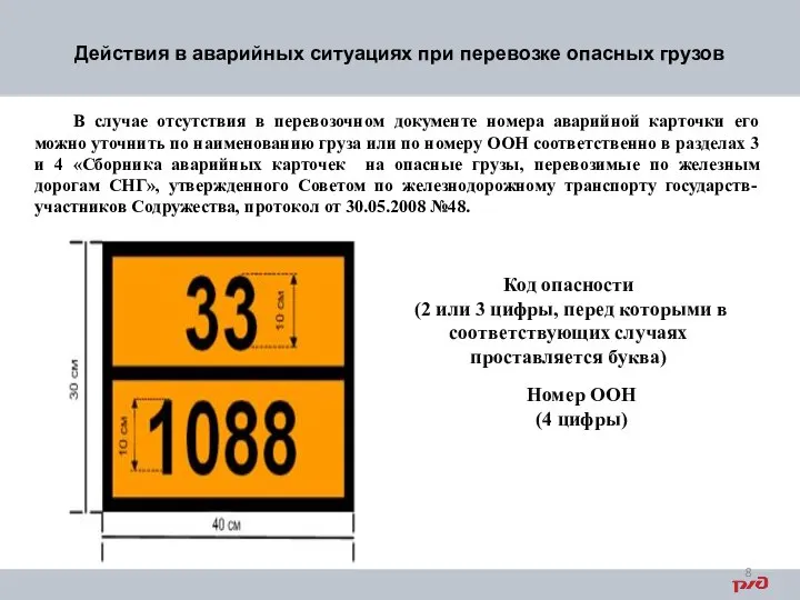 Действия в аварийных ситуациях при перевозке опасных грузов Код опасности (2