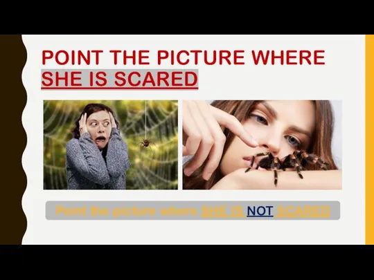 POINT THE PICTURE WHERE SHE IS SCARED Point the picture where SHE IS NOT SCARED