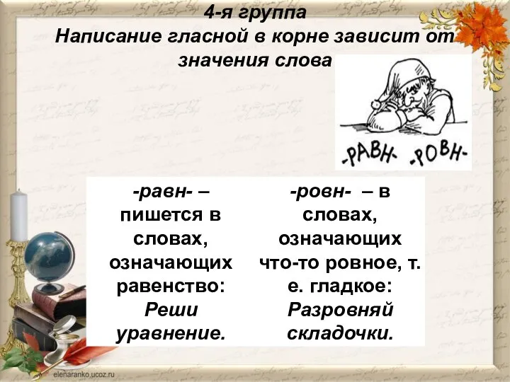 4-я группа Написание гласной в корне зависит от значения слова