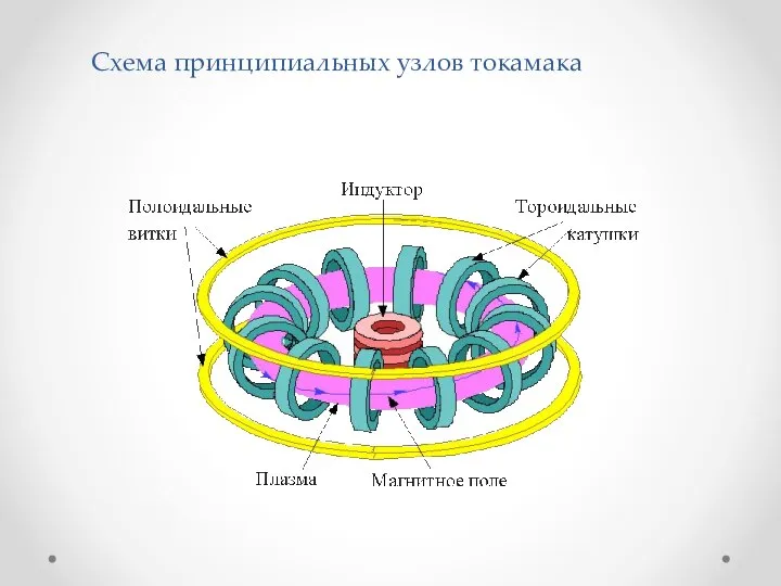 Схема принципиальных узлов токамака