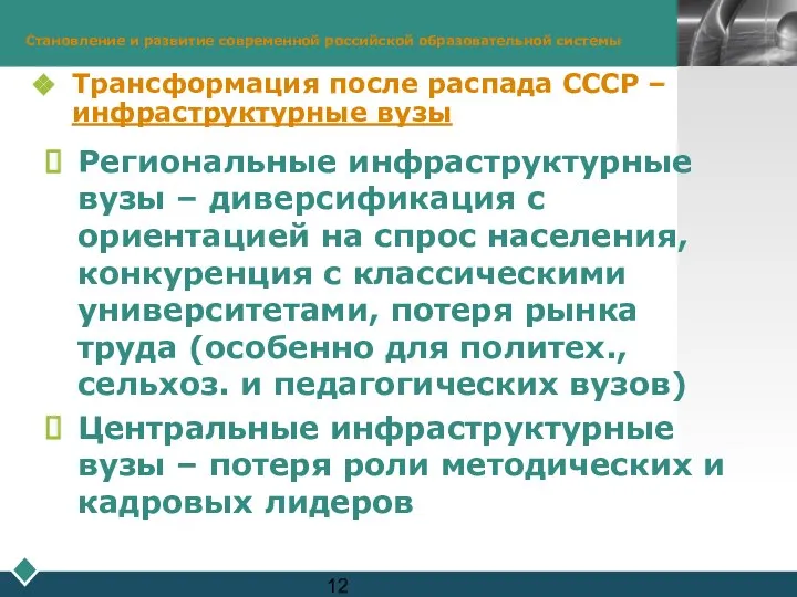 Становление и развитие современной российской образовательной системы Трансформация после распада СССР