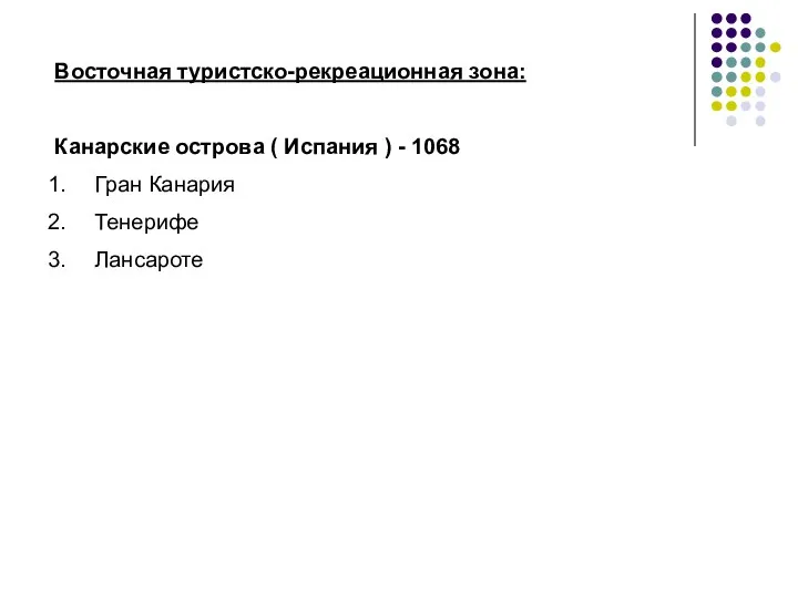 Восточная туристско-рекреационная зона: Канарские острова ( Испания ) - 1068 Гран Канария Тенерифе Лансароте