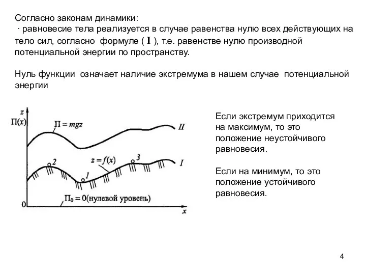 Согласно законам динамики: ∙ равновесие тела реализуется в случае равенства нулю