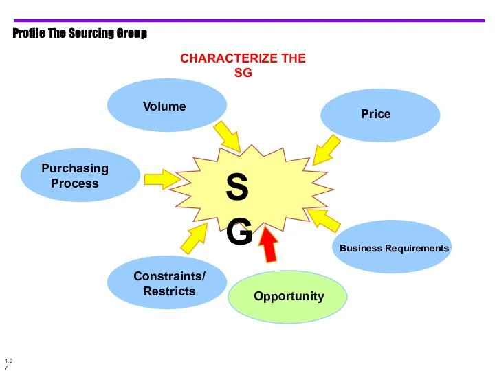 CHARACTERIZE THE SG Profile The Sourcing Group SG Volume Price Business