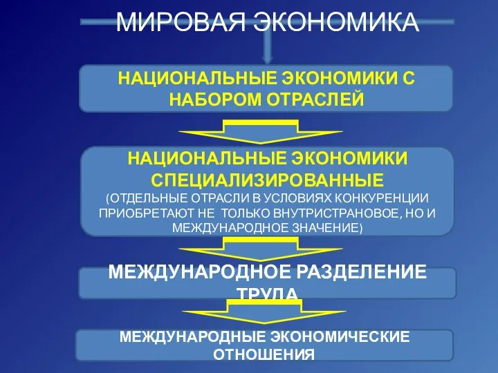 МИРОВАЯ ЭКОНОМИКА НАЦИОНАЛЬНЫЕ ЭКОНОМИКИ С НАБОРОМ ОТРАСЛЕЙ НАЦИОНАЛЬНЫЕ ЭКОНОМИКИ СПЕЦИАЛИЗИРОВАННЫЕ (ОТДЕЛЬНЫЕ