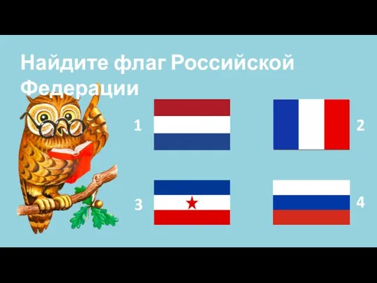 1 2 3 4 Найдите флаг Российской Федерации