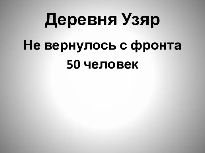 Деревня Узяр Не вернулось с фронта 50 человек