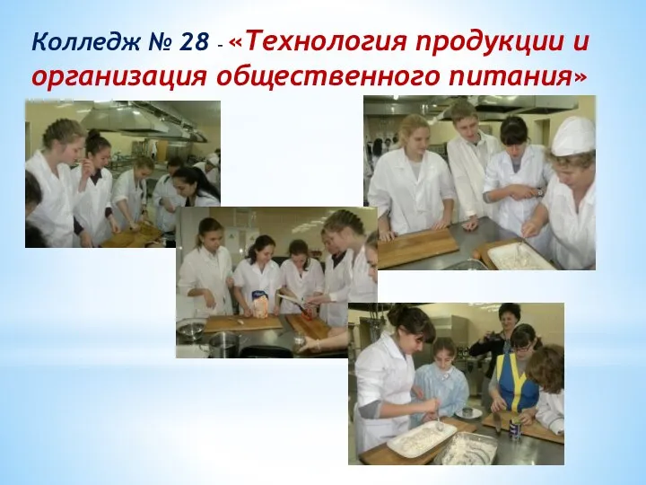 Колледж № 28 – «Технология продукции и организация общественного питания» Профессия - повар-кулинар