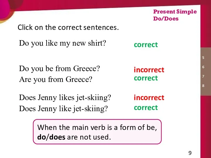 Does Jenny likes jet-skiing? Click on the correct sentences. Do you