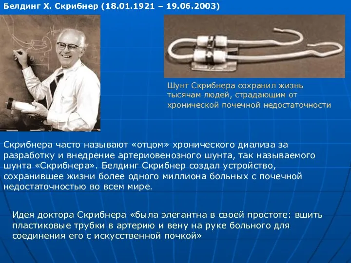 Белдинг Х. Скрибнер (18.01.1921 – 19.06.2003) Идея доктора Скрибнера «была элегантна