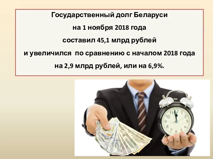 Государственный долг Беларуси на 1 ноября 2018 года составил 45,1 млрд