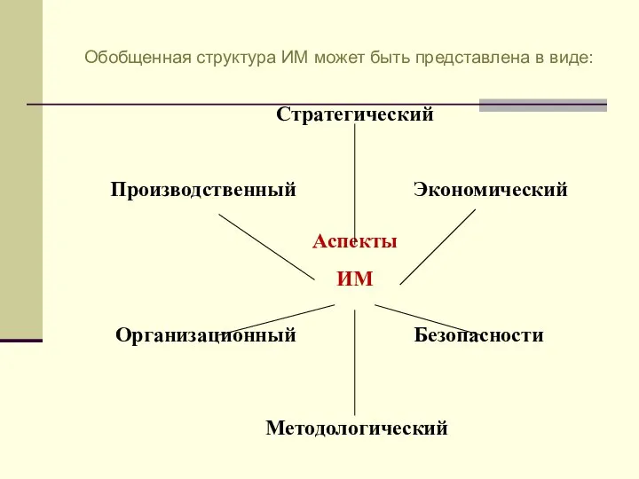 Обобщенная структура ИМ может быть представлена в виде: