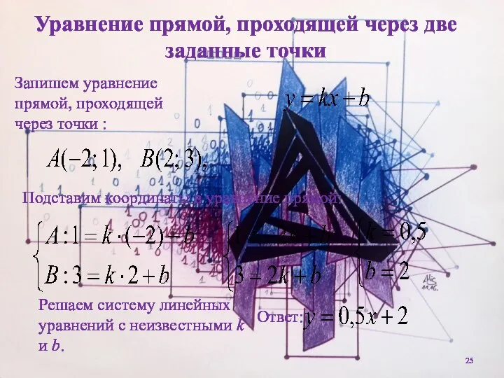 Уравнение прямой, проходящей через две заданные точки Подставим координаты в уравнение