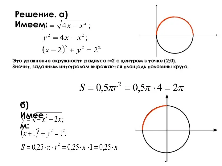 Решение. а) Имеем: Это уравнение окружности радиуса r=2 с центром в