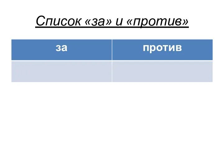 Список «за» и «против»