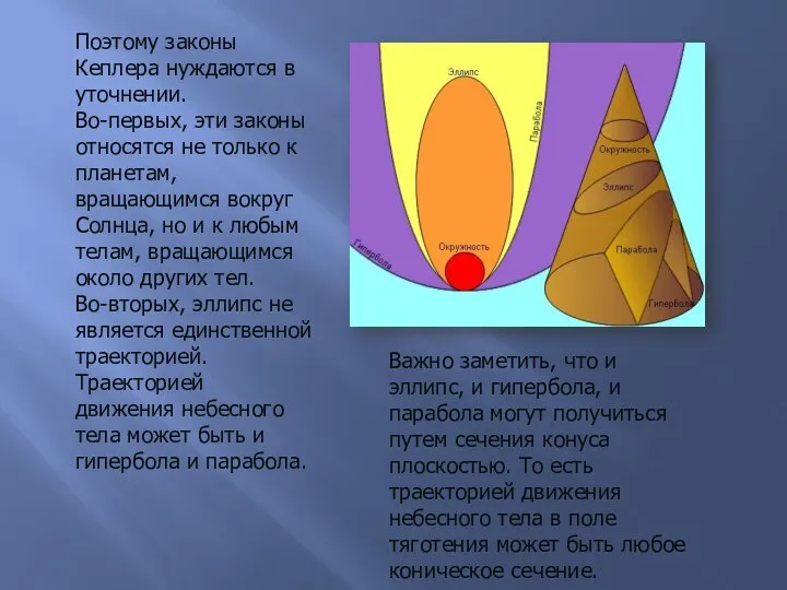 Поэтому законы Кеплера нуждаются в уточнении. Во-первых, эти законы относятся не