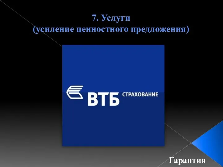 7. Услуги (усиление ценностного предложения) Гарантия