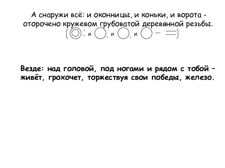 А снаружи всё: и оконницы, и коньки, и ворота - оторочено