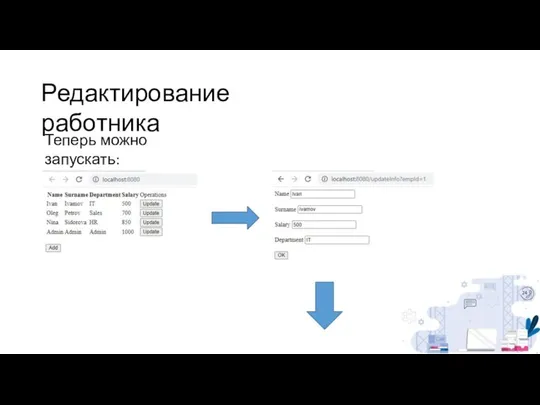 Редактирование работника Теперь можно запускать: