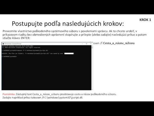 Postupujte podľa nasledujúcich krokov: Prevezmite vlastníctvo poškodeného systémového súboru s povoleniami