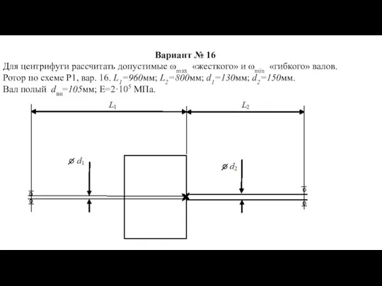 Вариант № 16 Для центрифуги рассчитать допустимые ωmax «жесткого» и ωmin