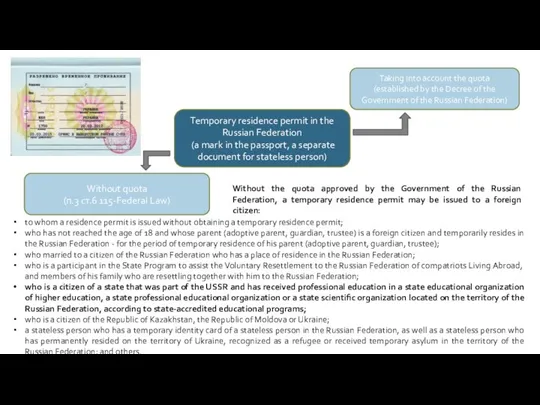 Temporary residence permit in the Russian Federation (a mark in the