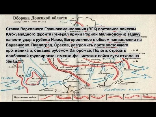 Ставка Верховного Главнокомандования (ВГК) поставила войскам Юго-Западного фронта (генерал армии Родион