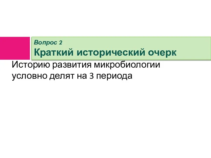 Историю развития микробиологии условно делят на 3 периода Вопрос 2 Краткий исторический очерк