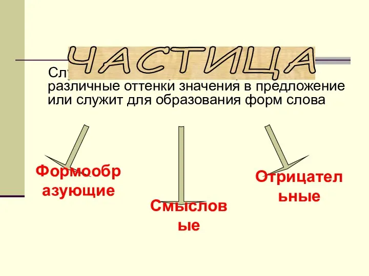 Служебная часть речи, которая вносит различные оттенки значения в предложение или