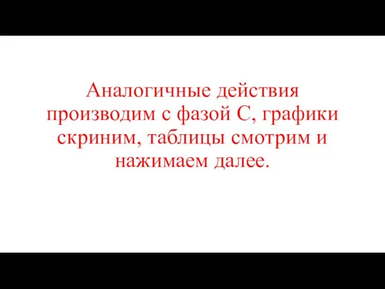 Аналогичные действия производим с фазой С, графики скриним, таблицы смотрим и нажимаем далее.