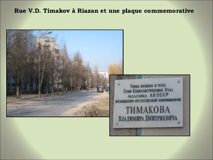 Rue V.D. Timakov à Riazan et une plaque commemorative