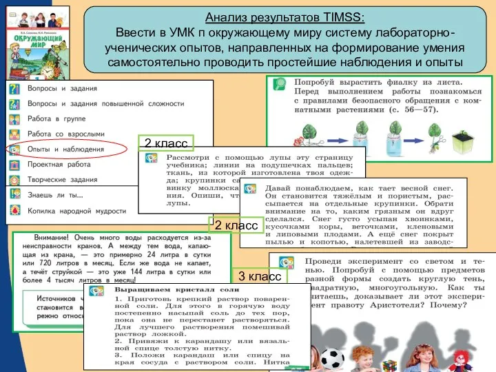 Анализ результатов TIMSS: Ввести в УМК п окружающему миру систему лабораторно-ученических