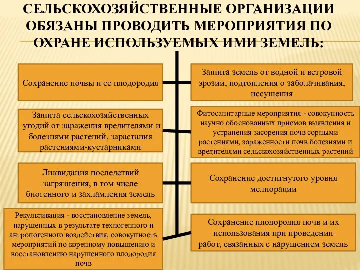 СЕЛЬСКОХОЗЯЙСТВЕННЫЕ ОРГАНИЗАЦИИ ОБЯЗАНЫ ПРОВОДИТЬ МЕРОПРИЯТИЯ ПО ОХРАНЕ ИСПОЛЬЗУЕМЫХ ИМИ ЗЕМЕЛЬ: Сохранение