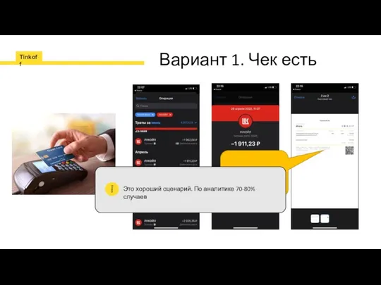 Вариант 1. Чек есть Собственно сам чек ☺ Это хороший сценарий. По аналитике 70-80% случаев
